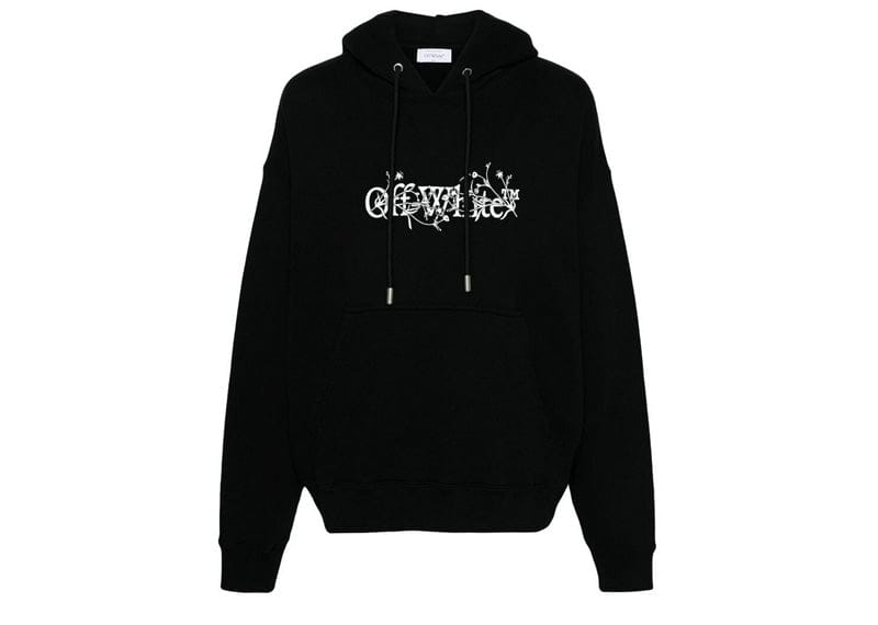 OFF-WHITE Streetwear OFF-WHITE Bookish Flowers Skate Hoodie Black