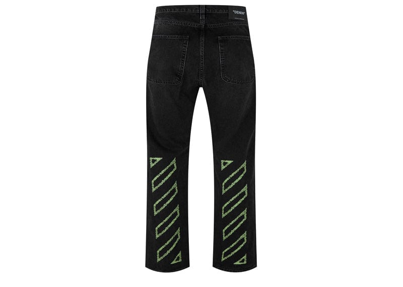 Off-White Streetwear Off-White Diag Stitch Jeans Black/Green