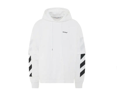 Off-White Streetwear Off-White Diagonal Helvetica Double Hooded T-Shirt White