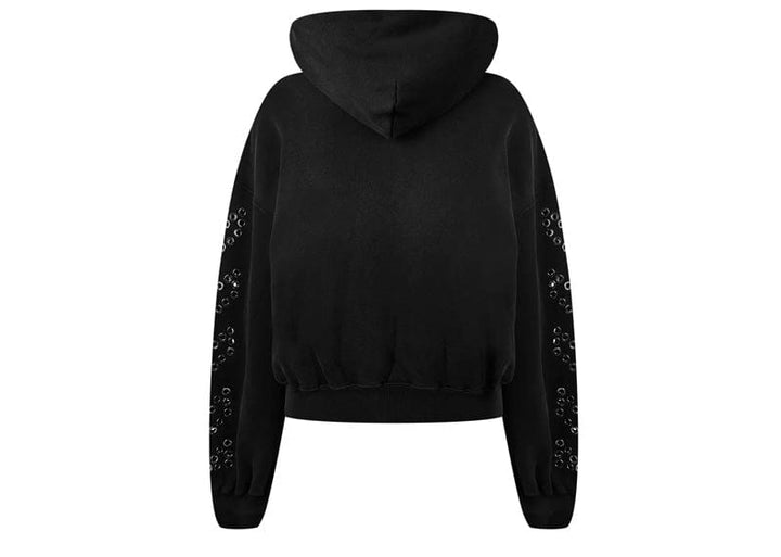 トップス OYSTER SILHOUETTE HOODIE OFF-WHITE Eyelet Diagonal Popover Hoodie Black – Court Order