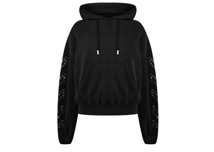 OFF-WHITE Eyelet Diagonal Popover Hoodie Black – Court Order