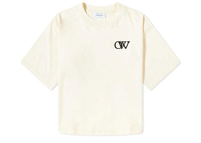 OFF-WHITE Streetwear OFF-WHITE Flock OW Logo Basic Tee Beige (Women's)