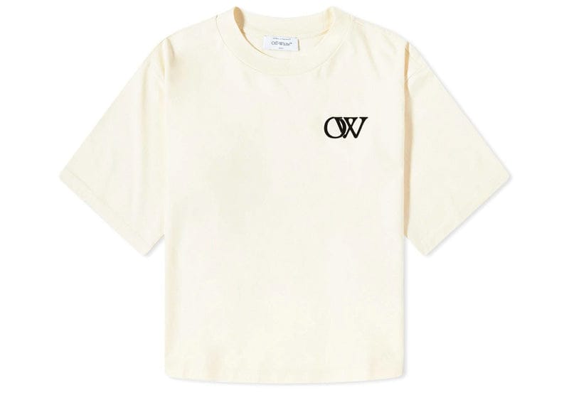 OFF-WHITE Streetwear OFF-WHITE Flock OW Logo Basic Tee Beige (Women&