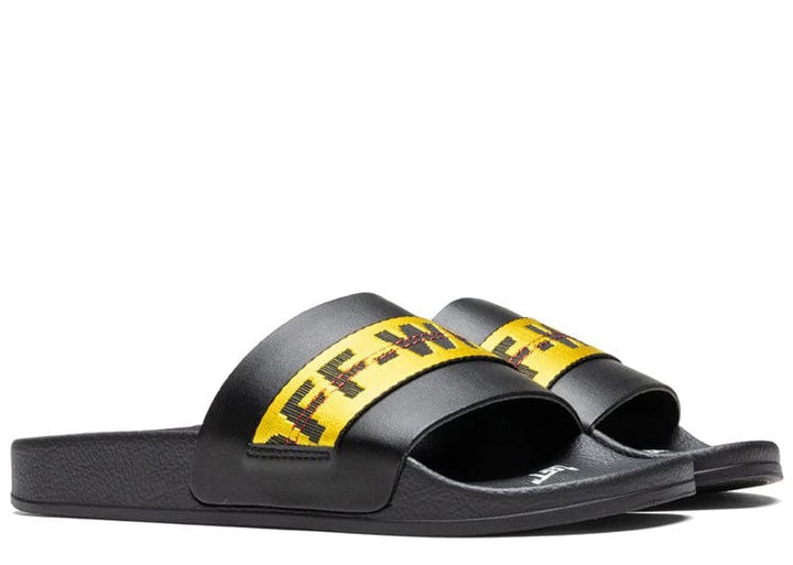 Sz 8 - NEW Authentic Off- White Industrial Belt Slides Black Yellow Шлепанцы Off White Industrial Belt Slider Black Yellow по  main image 4