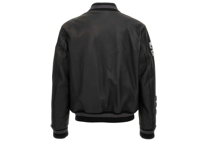 Off-White c/o Virgil Abloh Leather Varsity Jacket Logo Patches