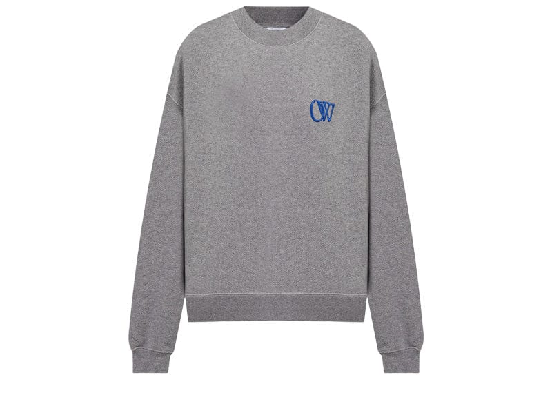 OFF-WHITE Streetwear OFF-WHITE Logo Embroidered Sweatshirt Melange Grey/Nautical Blue (Women&