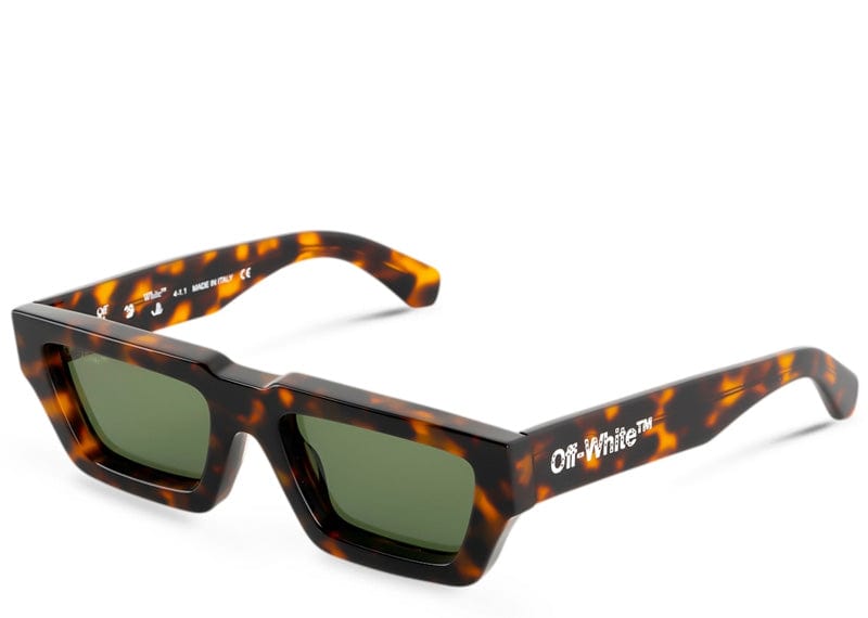 OFF-WHITE streetwear OFF-WHITE Manchester Rectangular Frame Sunglasses Brown/Green/White (OERI002Y21PLA0016055)