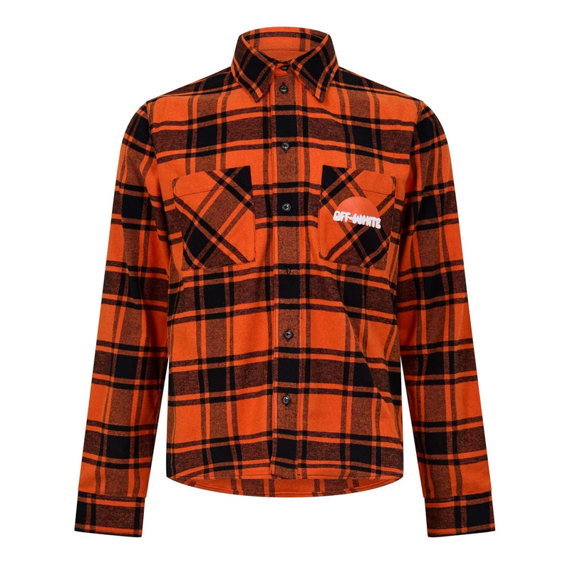 Off-White Streetwear Off-White Sunset Flannel Shirt Orange White