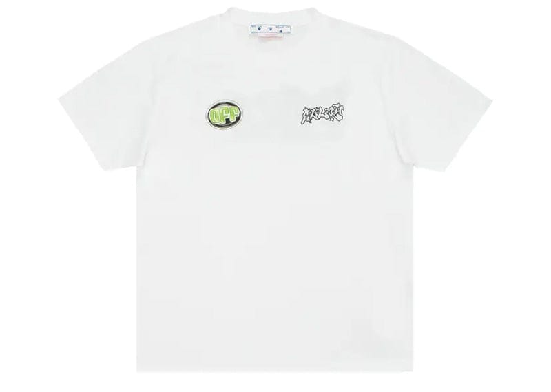 Off-White Streetwear Off-White Weed Graffiti Slim Short-Sleeve Tee White/Green