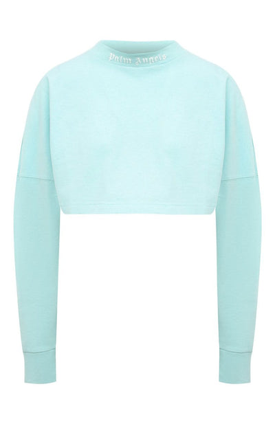 Palm Angels Streetwear Palm Angels Classic Logo Over Crop Tee Tiffany