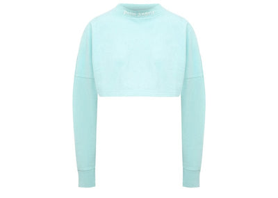 Palm Angels Streetwear Palm Angels Classic Logo Over Crop Tee Tiffany