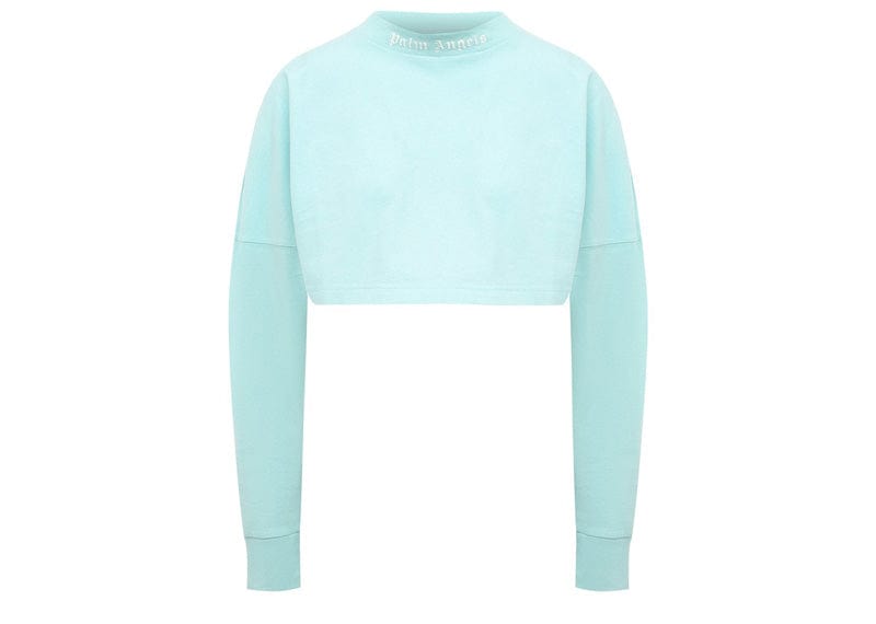 Palm Angels Streetwear Palm Angels Classic Logo Over Crop Tee Tiffany