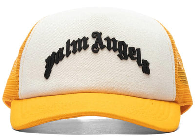 Palm Angels Streetwear PALM ANGELS CURVED LOGO MESH CAP OCHER YELLOW