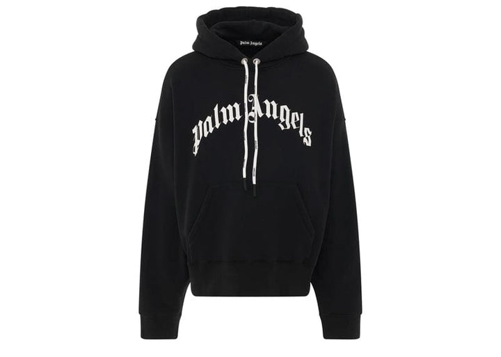 Palm Angels Curved Logo-Print Hoodie Black/White – Court Order