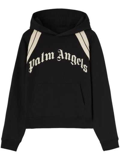 Palm Angels Streetwear Palm Angels Curved Logo Track Hoody Black Ivory