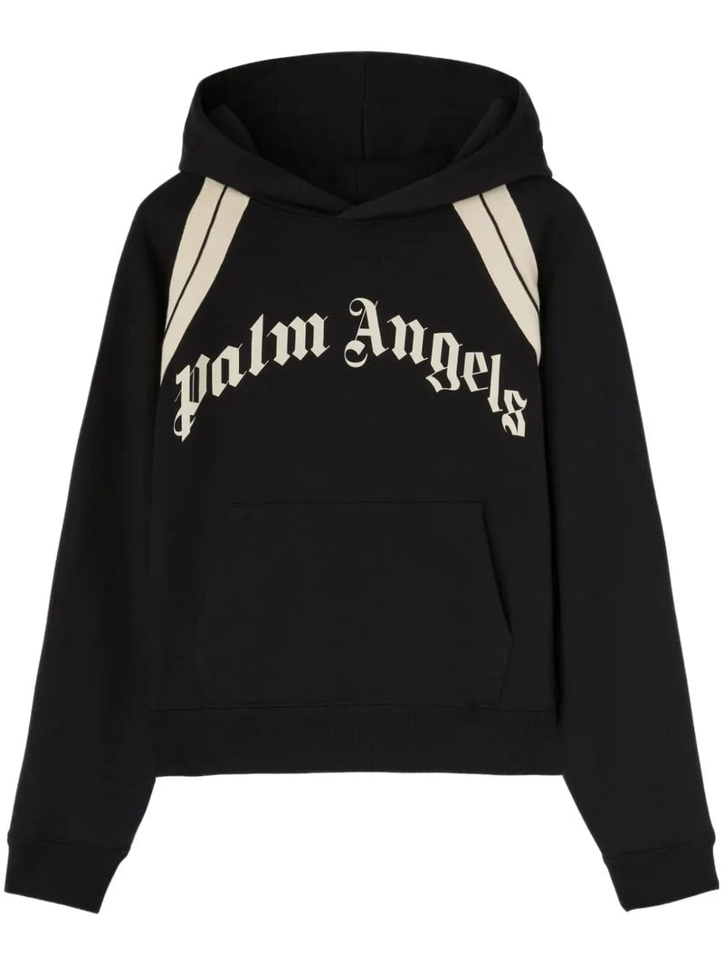 Palm Angels Streetwear Palm Angels Curved Logo Track Hoody Black Ivory