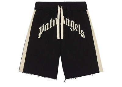 Palm Angels Streetwear Palm Angels Curved Logo Track Sweatshorts Black Ivory