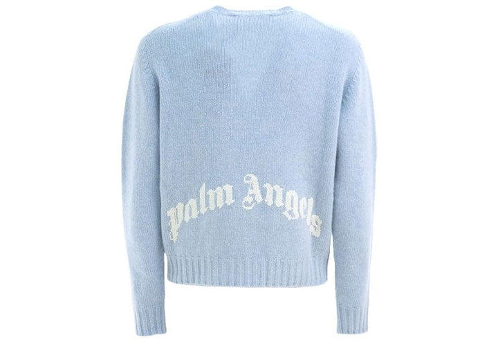 Palm Angels Curved Logo Wool Sweater Light Blue – Court Order
