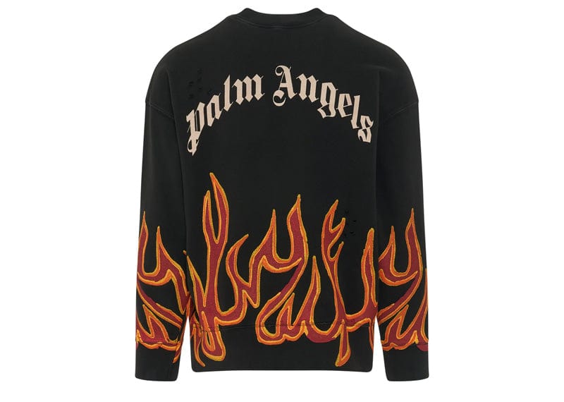 Palm Angels streetwear Palm Angels Garment Dye Graffiti Flames Sweatshirt Black/Red