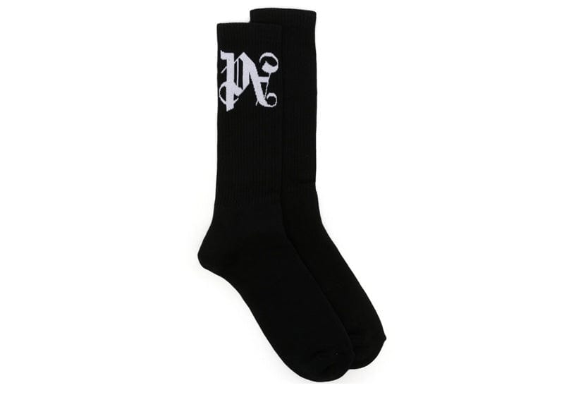 PALM ANGELS Streetwear Palm Angels intarsia-logo ribbed socks black