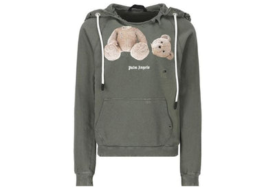 Palm Angels Streetwear Palm Angels Khaki Bear Ripped Hoodie