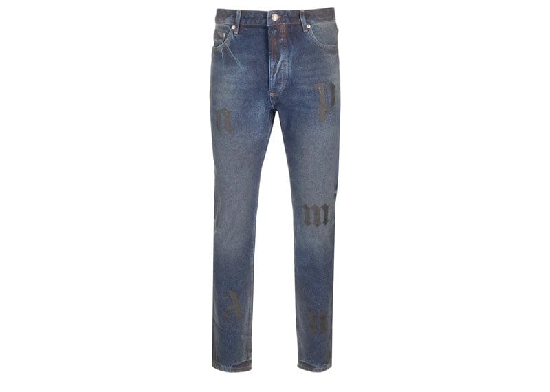 Palm Angels Streetwear Palm Angels Logo Denim Jeans Midnight Blue