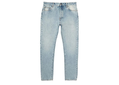 Palm Angels Streetwear Palm Angels Logo Denim Straight Leg Jeans Light Blue/White