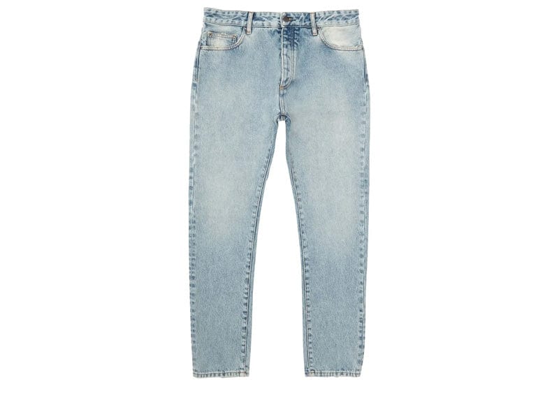 Palm Angels Streetwear Palm Angels Logo Denim Straight Leg Jeans Light Blue/White