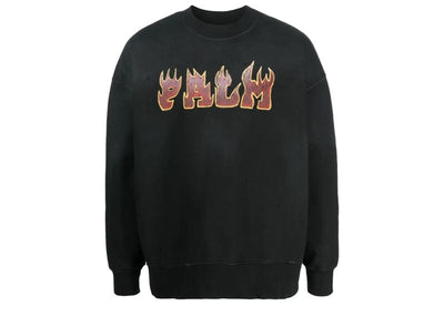 Palm Angels Streetwear Palm Angels Logo Flames Cotton Sweatshirt