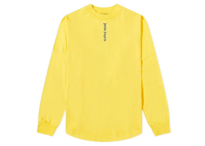 PALM ANGELS Streetwear Palm Angels Long Sleeve Vertical Logo Oversized Yellow T-Shirt
