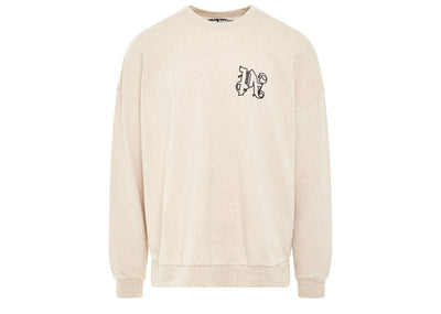 Palm Angels Streetwear Palm Angels Monogram Linen Hoodie Cream