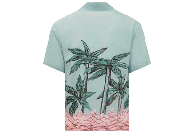 Palm Angels Streetwear Palm Angels Palms Row Button Up Bowling Shirt Light Blue