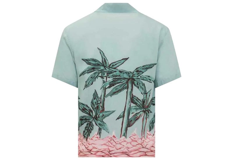 Palm Angels Streetwear Palm Angels Palms Row Button Up Bowling Shirt Light Blue