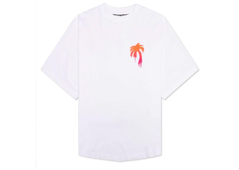 Palm Angels Sprayed Palm Logo Over T-Shirt White/Fuchsia – Court Order
