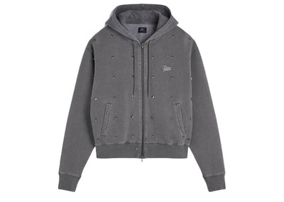 Patta Streetwear Patta Studded Washed Zip-Up Hoodie Volcanic Glass