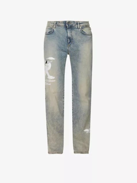 Represent Streetwear Represent Blue Cream Storms In Heaven Regular-fit Stretch-denim Jeans