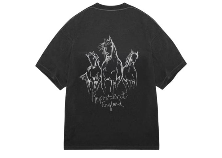 Represent Hand Drawn Thoroughbred Horse T-Shirt Black – Court Order