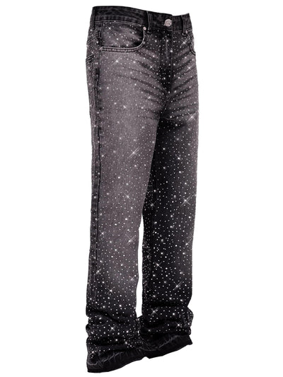 Reputation Studios Streetwear Reputation Studios Crystal Flare Denim Jeans Black