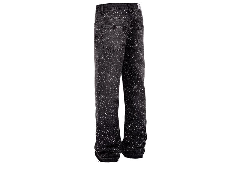 Reputation Studios Streetwear Reputation Studios Crystal Flare Denim Jeans Black