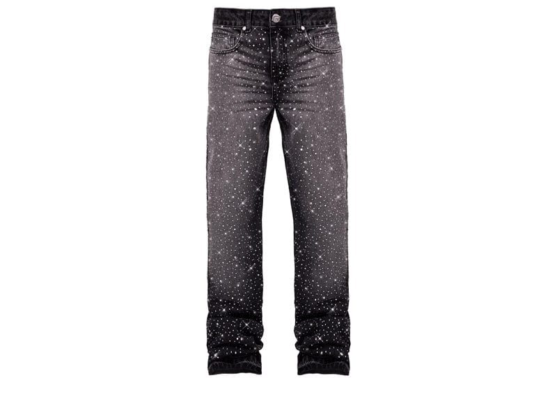 Reputation Studios Streetwear Reputation Studios Crystal Flare Denim Jeans Black