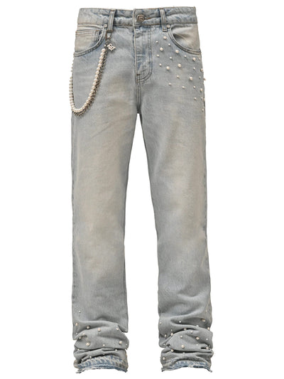 Reputation Studios Streetwear Reputation Studios Pearl Flare Denim Jeans Light Stone