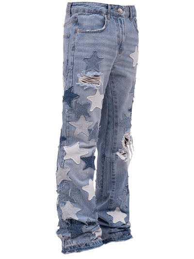 Reputation Studios Streetwear Reputation Studios Star Flare Denim Jeans Light Stone