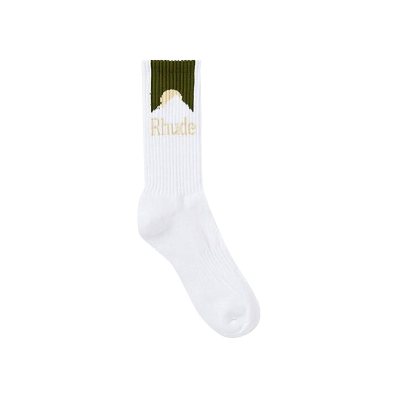 Rhude Accessories Rhude Mountain Logo Sock White/Olive Tan