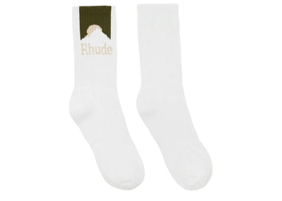 Rhude Accessories Rhude Mountain Logo Sock White/Olive Tan