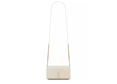 SAINT LAURENT PARIS Accessories Saint Laurent Cassandre Phone Holder With Strap Smooth Leather Crema Soft