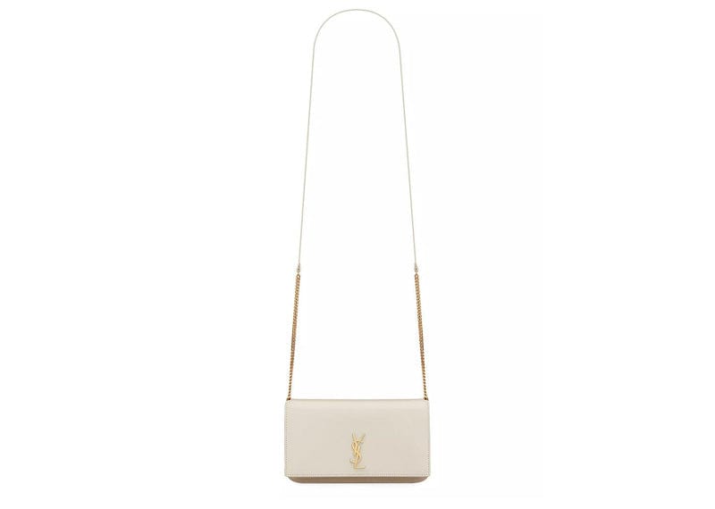 SAINT LAURENT PARIS Accessories Saint Laurent Cassandre Phone Holder With Strap Smooth Leather Crema Soft