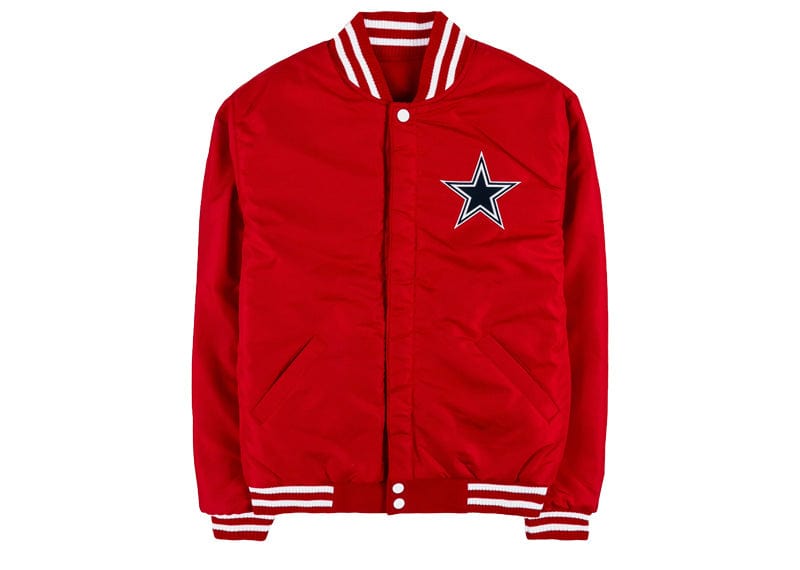 SHOE PALACE Streetwear Dallas Cowboys Reversible Letterman Mens Jacket (Red/White)
