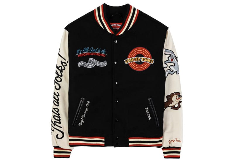 Shoe Palace Streetwear SP x Looney Tunes Bugs & Taz Varsity Jacket Black/Beige