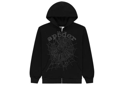 Sp5der streetwear Sp5der OG Web V2 Phantom Zip Up Hoodie Black