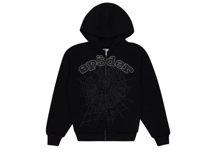 Sp5der OG Web V2 Rhinestone Zip Up Black – Court Order